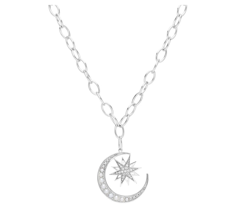Ariva Sterling Diamonique & Cultured Pearl Celestial Necklace — Main view