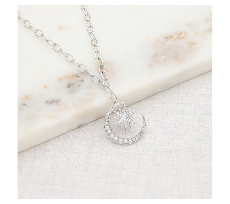Ariva Sterling Diamonique & Cultured Pearl Celestial Necklace — View 5