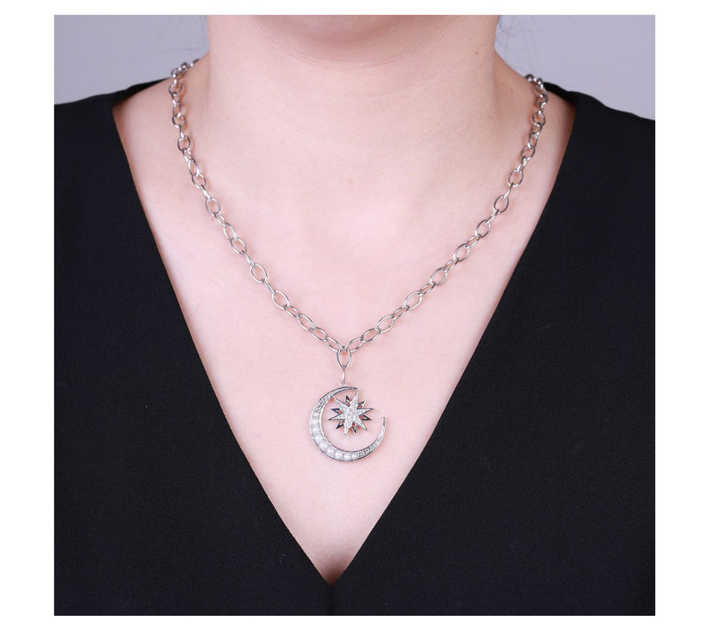 Ariva Sterling Diamonique & Cultured Pearl Celestial Necklace — View 6