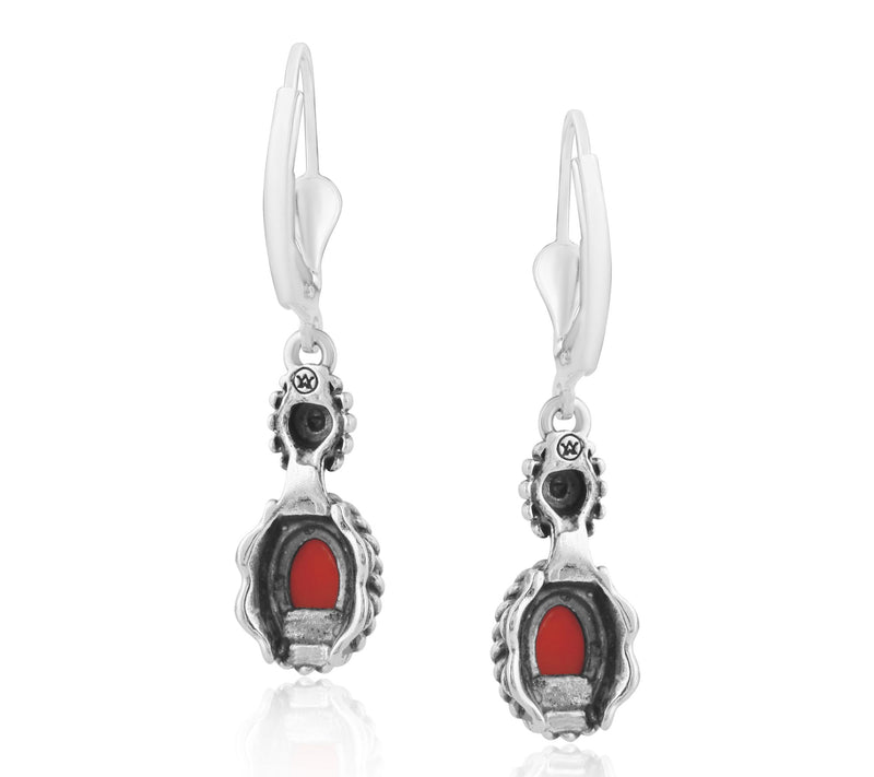 American West Sterling Concha Gemstone Leverbac k Earrings — View 6