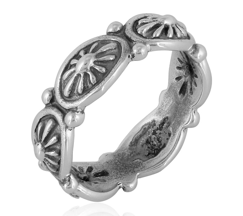 American West Sterling Silver Concha Design Band Ring — View 3