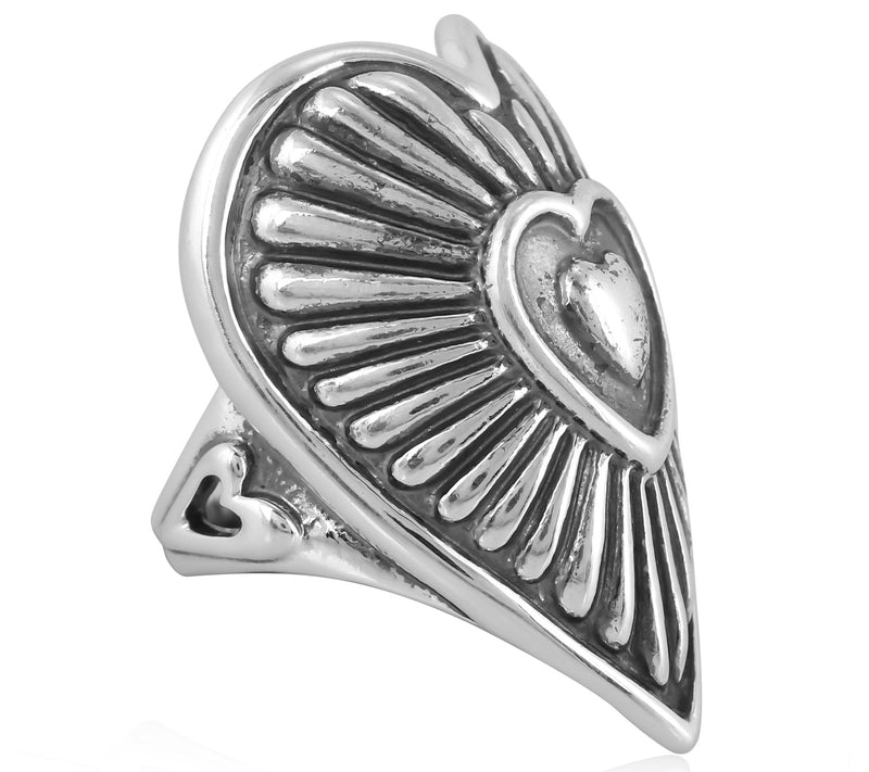 American West Sterling Silver Bold Heart Ring — View 3