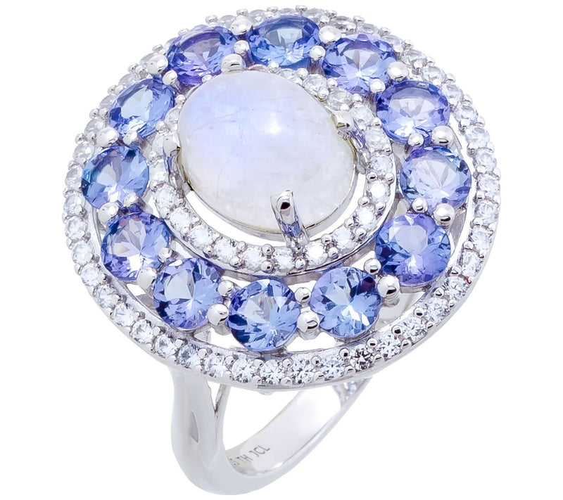 Affinity Gems Multi-Gemstone Halo Ring, Sterling Silver — Main view