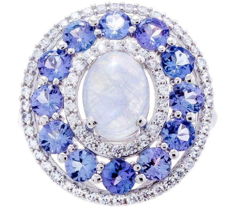 Affinity Gems Multi-Gemstone Halo Ring, Sterling Silver — View 2