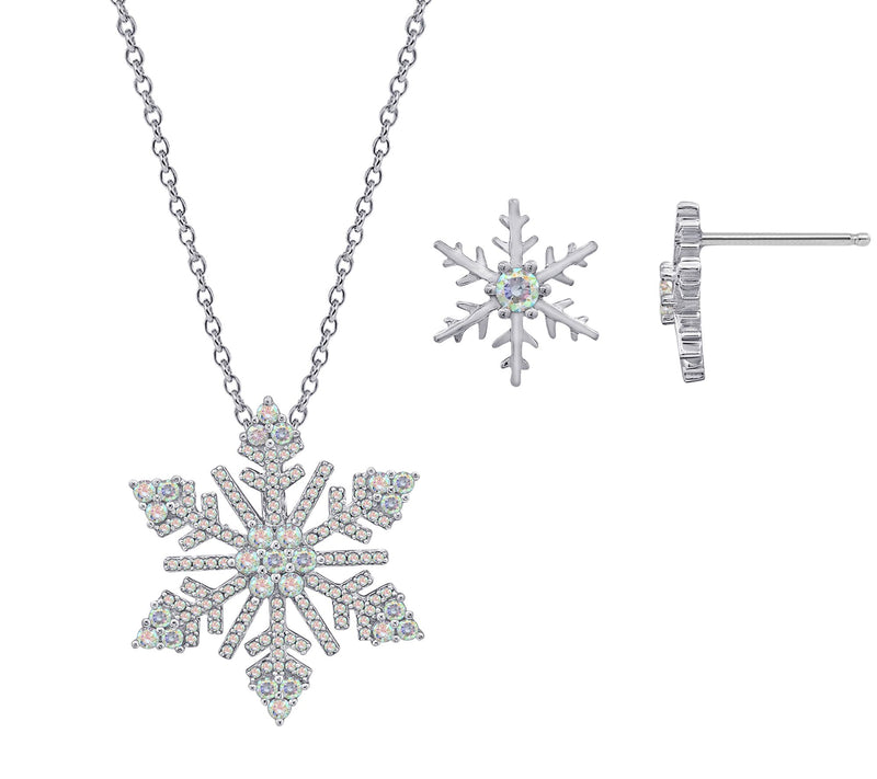 Diamonique Snowflake Necklace & Earrings Gift Set, Sterling — Main view