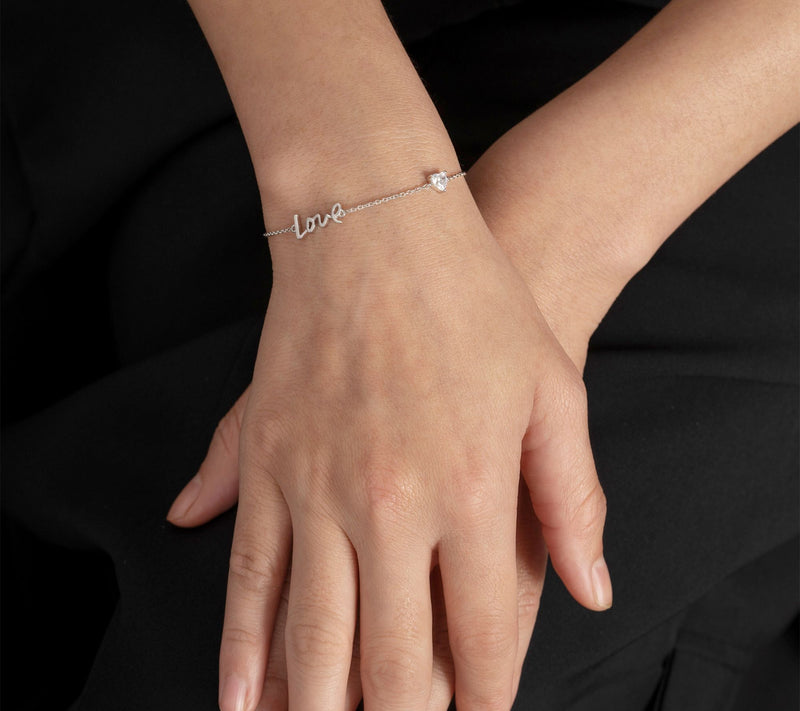 Diamonique Love Bracelet & Stud Earrings Set, Sterling Silver — View 4