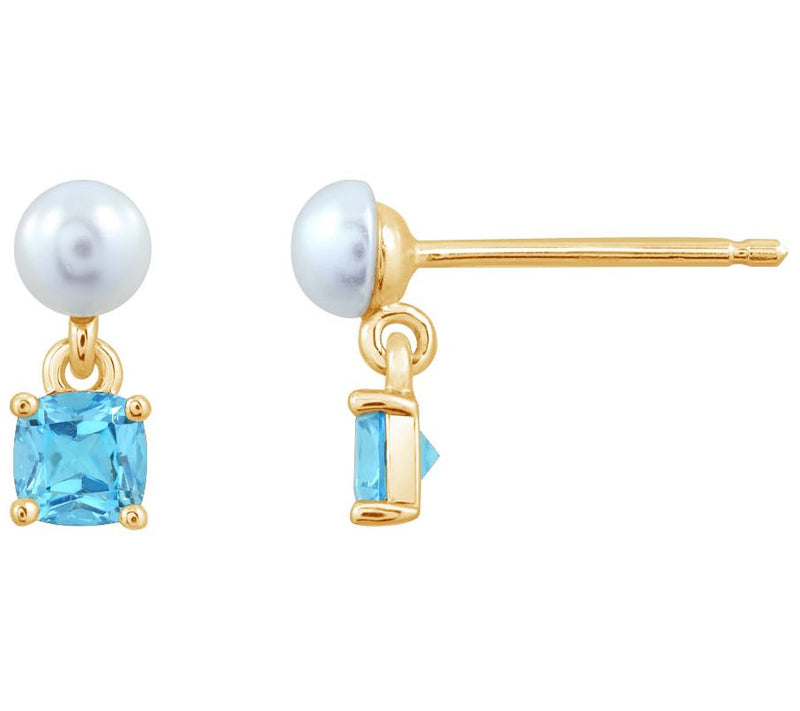 Diamonique Birthstone Stud Earrings, 14K Gold Pated — View 17