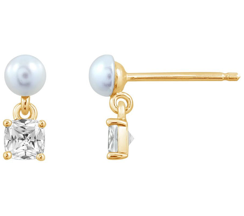 Diamonique Birthstone Stud Earrings, 14K Gold Pated — View 19