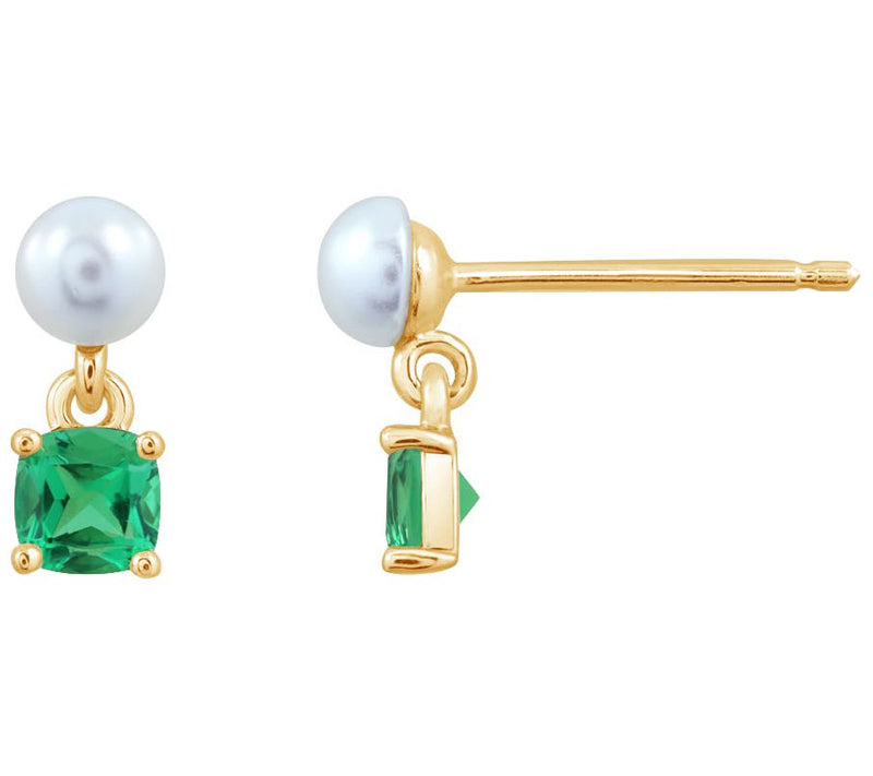 Diamonique Birthstone Stud Earrings, 14K Gold Pated — View 20