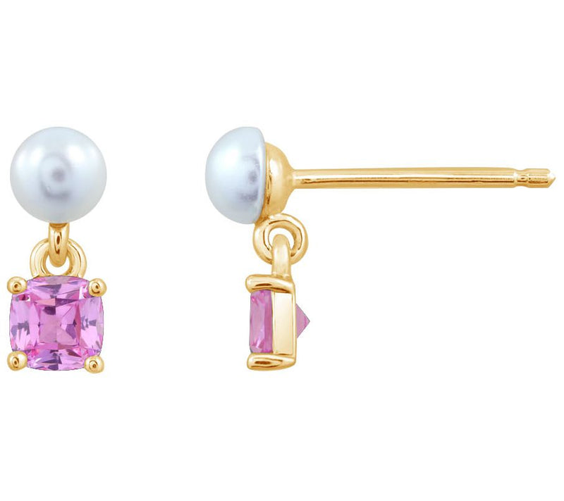 Diamonique Birthstone Stud Earrings, 14K Gold Pated — View 21