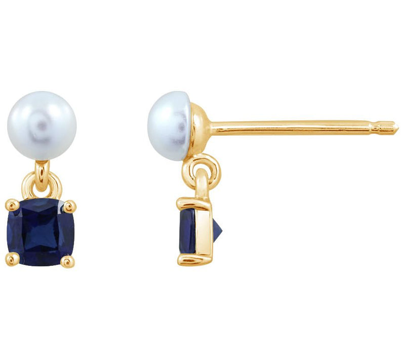 Diamonique Birthstone Stud Earrings, 14K Gold Pated — View 25
