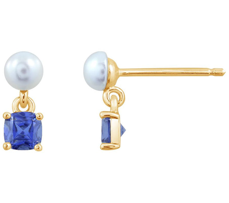 Diamonique Birthstone Stud Earrings, 14K Gold Pated — View 26