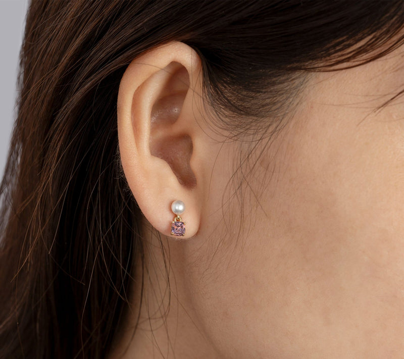 Diamonique Birthstone Stud Earrings, 14K Gold Pated — View 4