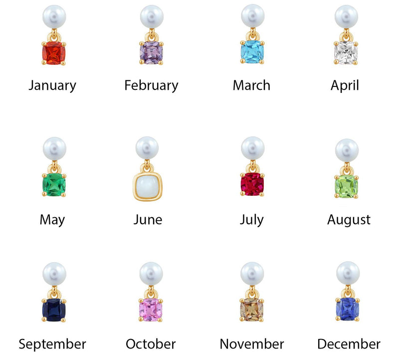 Diamonique Birthstone Stud Earrings, 14K Gold Pated — View 3