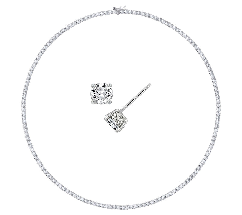 Diamonique 16.10 cttw Necklace & Earrings Set,Sterling Silver — View 2