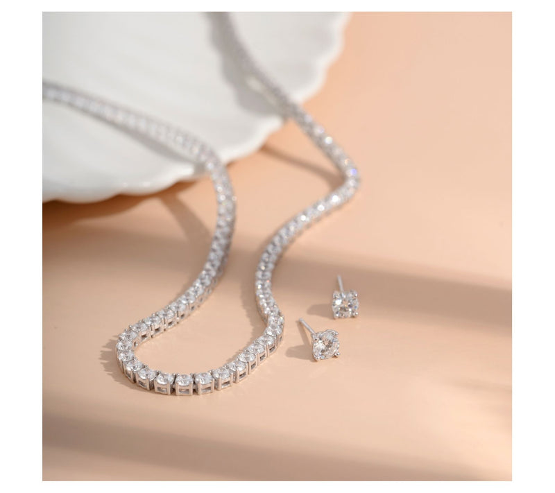 Diamonique 16.10 cttw Necklace & Earrings Set,Sterling Silver — View 4