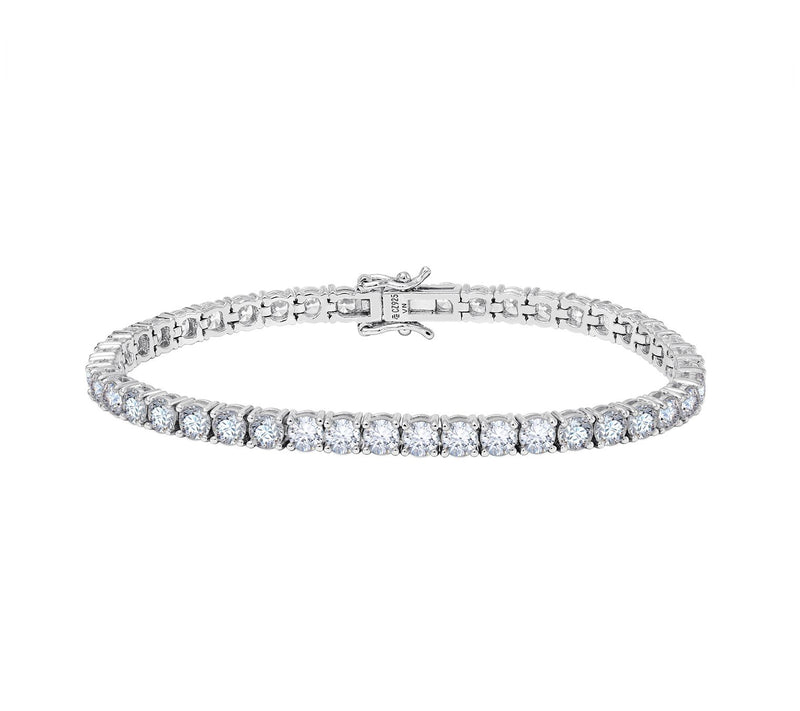 Diamonique Tennis Bracelet & Earrings Set, Sterling Silver — View 2