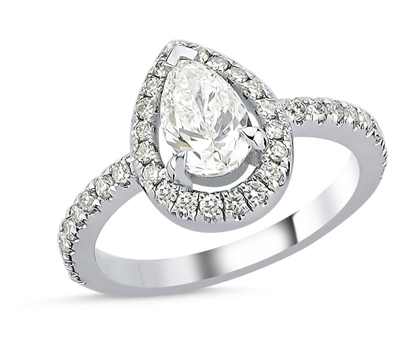 Vida Lab Diamonds Lab Created Norte Pear Halo Ring, 14K — Main view