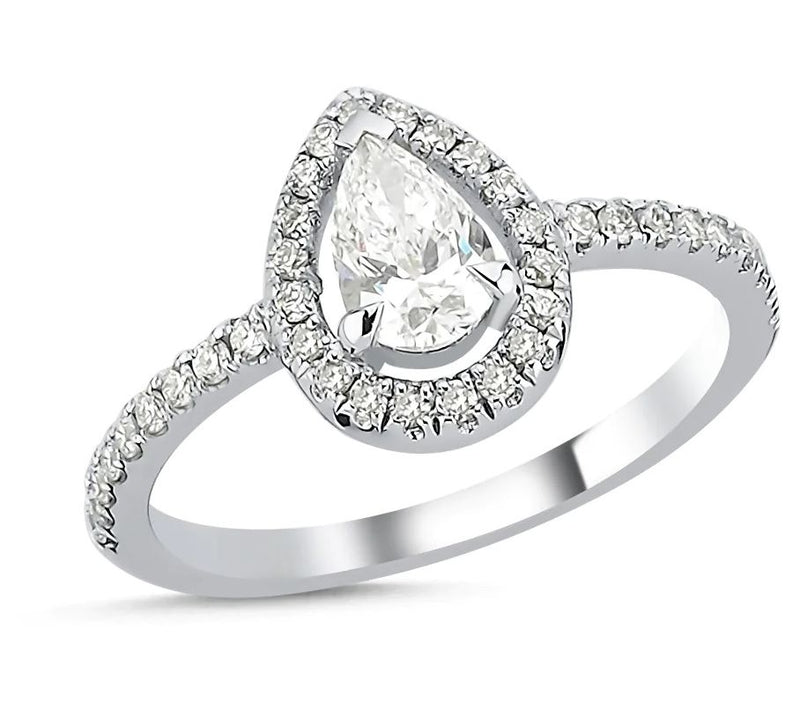 Vida Lab Diamonds Lab Created Norte Pear Halo Ring, 14K — View 7