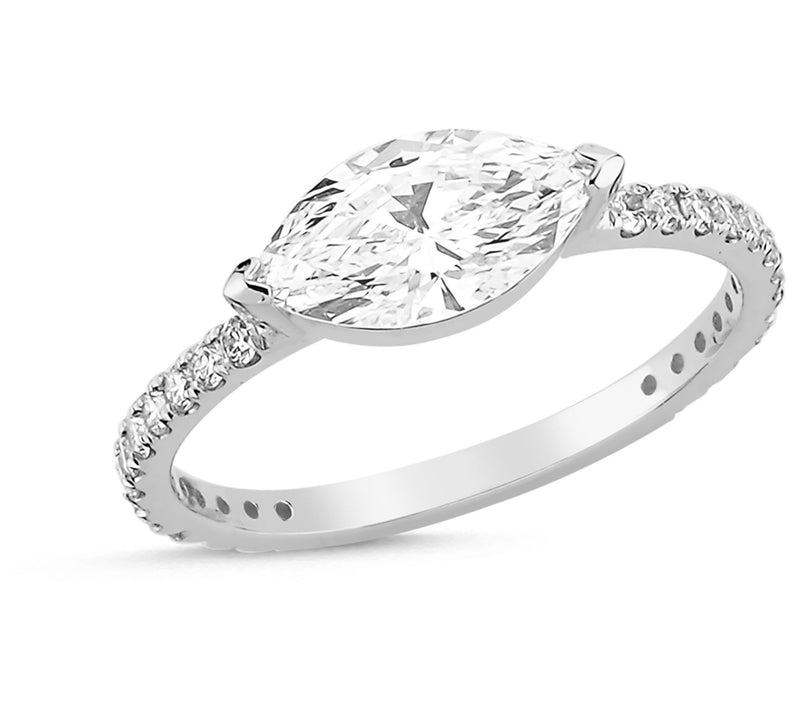 Vida Lab Diamonds 1.10 cttw Lab Created Ojo Ring, 14K — View 9
