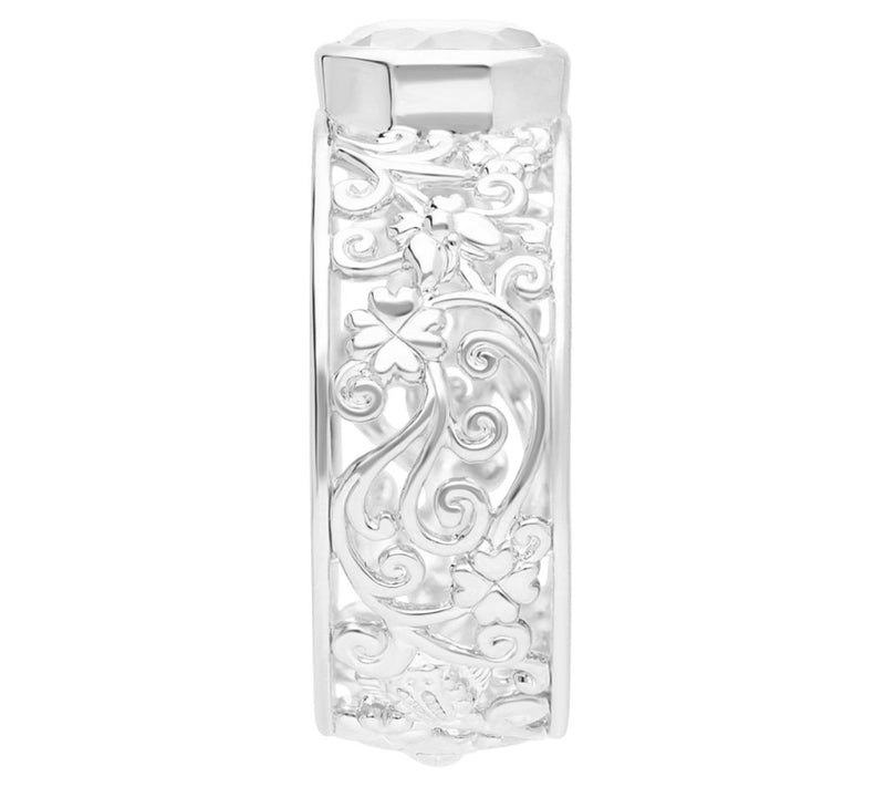 Goddaughters Sterling Silver Goddess Scroll Whi te Topaz Ring — View 3