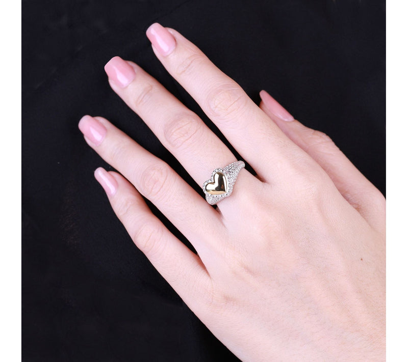 Tiffany Kay Studio Sterling & 14K Gold Clad Hea rt Ring — View 5