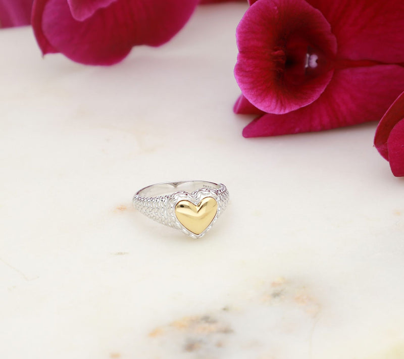 Tiffany Kay Studio Sterling & 14K Gold Clad Hea rt Ring — View 4