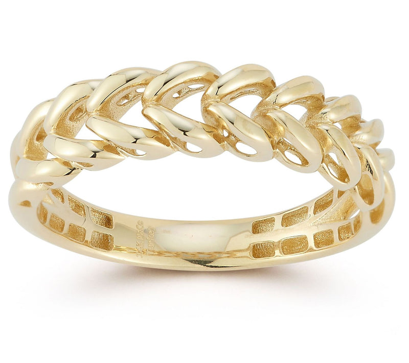 Luminosa Gold Braided V-Link Chain Ring, 14K — View 7