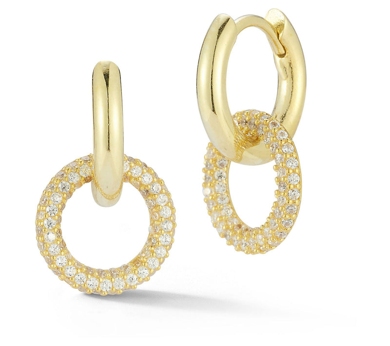 Sterlina Silver Pave Link Huggie Hoop Earrings, Sterling — Main view