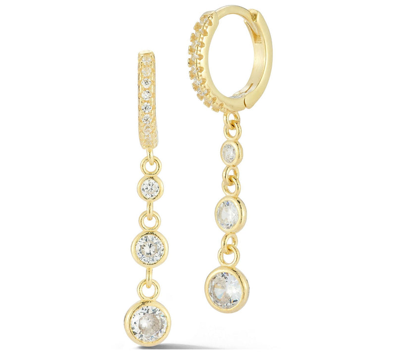 Sterlina Silver Chain Drop Huggie Hoop Earrings , Sterling — Main view