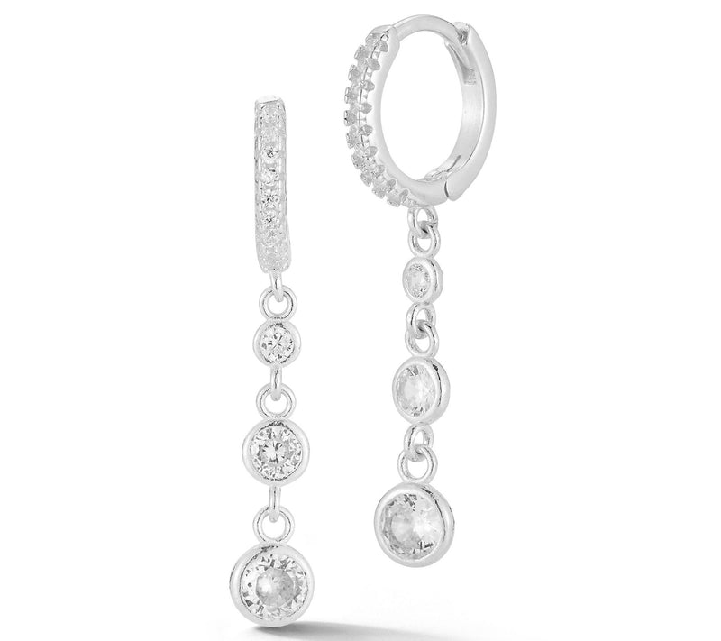 Sterlina Silver Chain Drop Huggie Hoop Earrings , Sterling — View 7