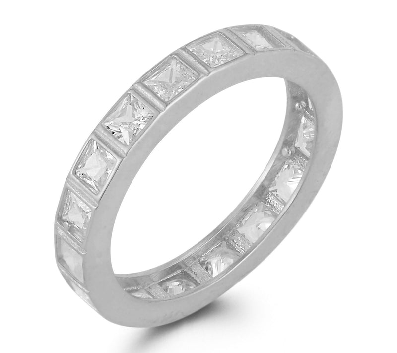 Sterlina Silver Princess-Cut Eternity Band Ring, Sterling — View 10