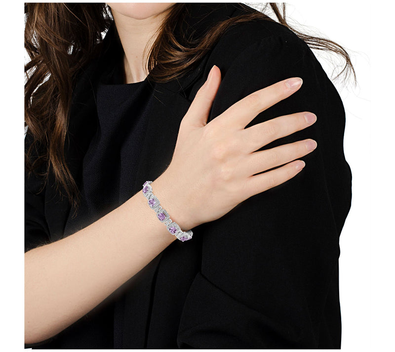 Haus of Brilliance Lab Grown Amethyst & DiamondBracelet, Ster — View 9