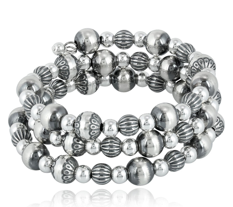 American West Sterling Silver Bead Coil Bracele t — View 4