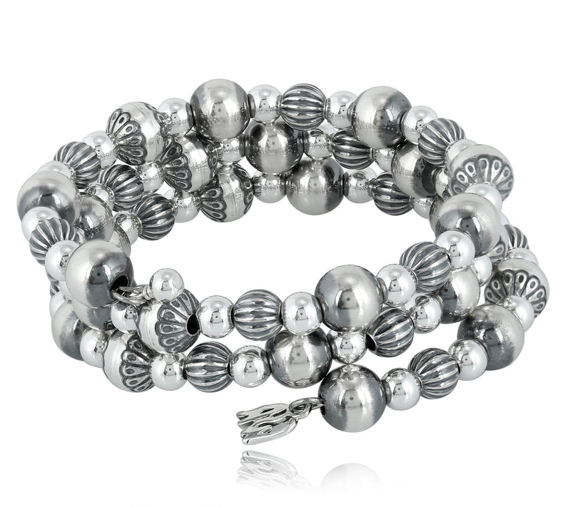 American West Sterling Silver Bead Coil Bracele t — View 3