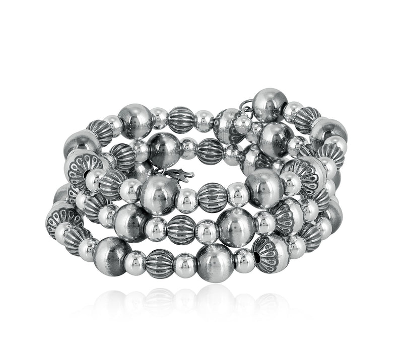 American West Sterling Silver Bead Coil Bracele t — View 5
