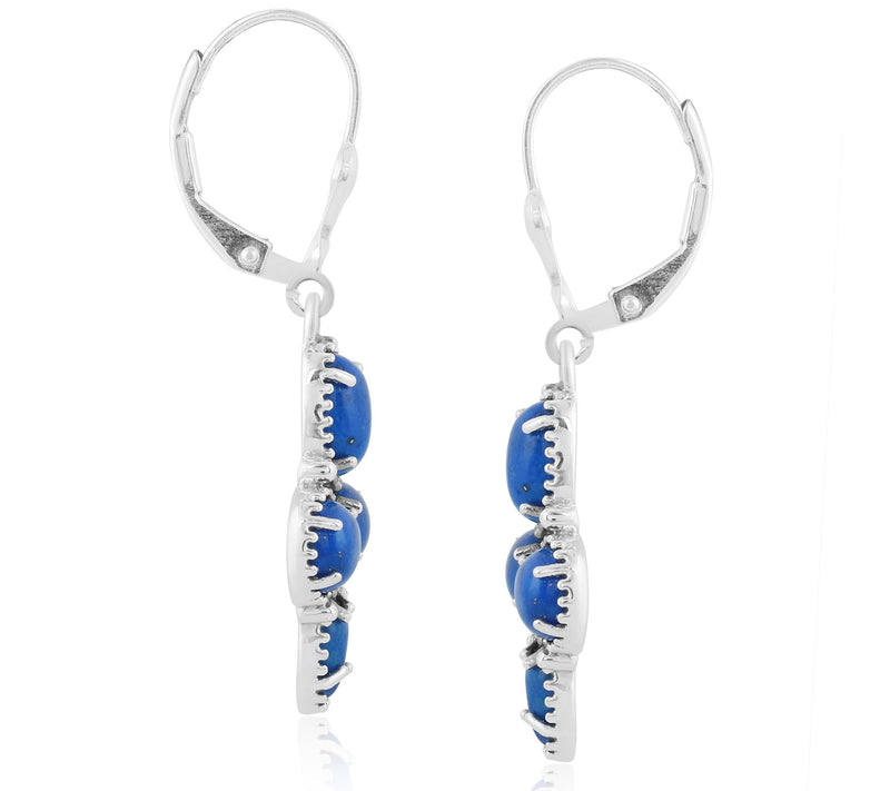 American West Sterling Four Gemstone Lever Back  Earrings — View 5