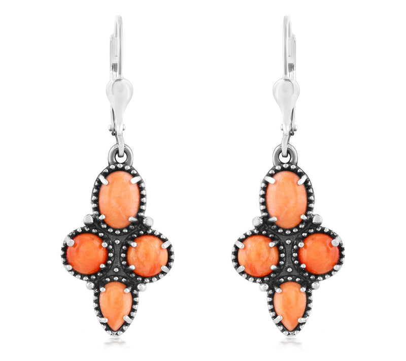 American West Sterling Four Gemstone Lever Back  Earrings — View 11