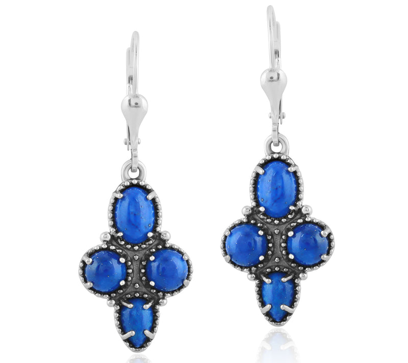 American West Sterling Four Gemstone Lever Back  Earrings — View 3