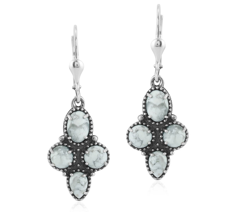 American West Sterling Four Gemstone Lever Back  Earrings — View 13