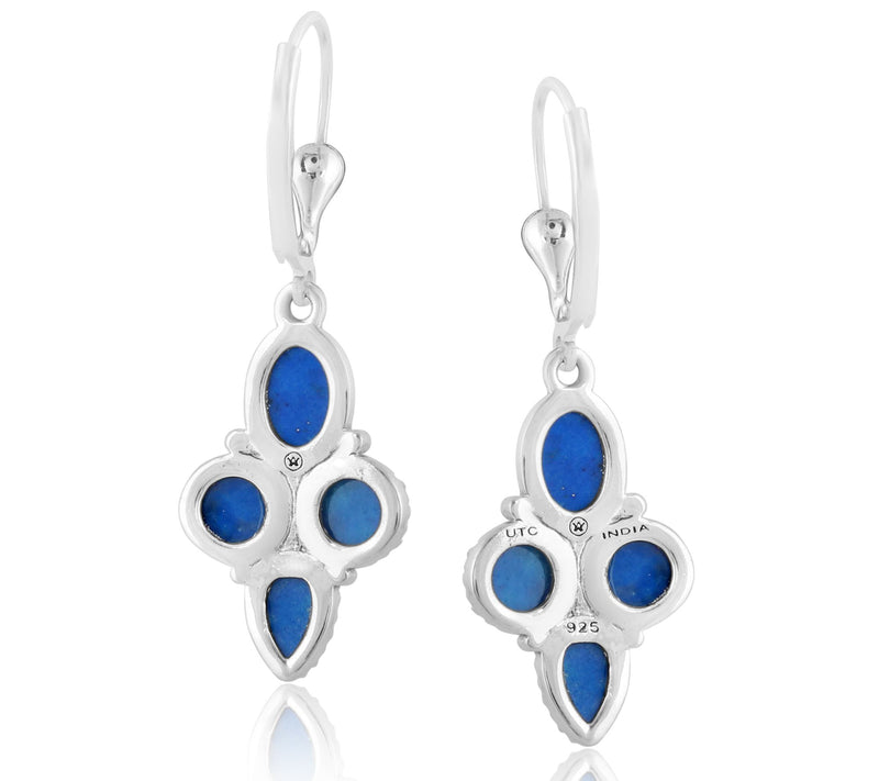 American West Sterling Four Gemstone Lever Back  Earrings — View 6