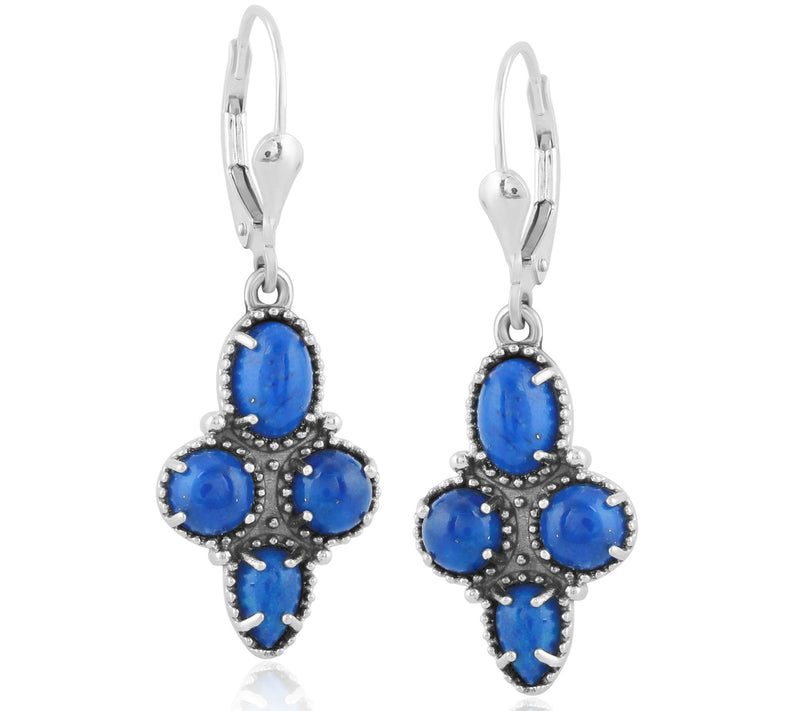 American West Sterling Four Gemstone Lever Back  Earrings — View 4
