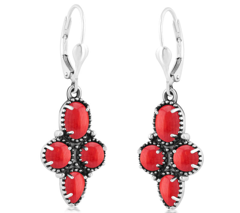 American West Sterling Four Gemstone Lever Back  Earrings — View 2