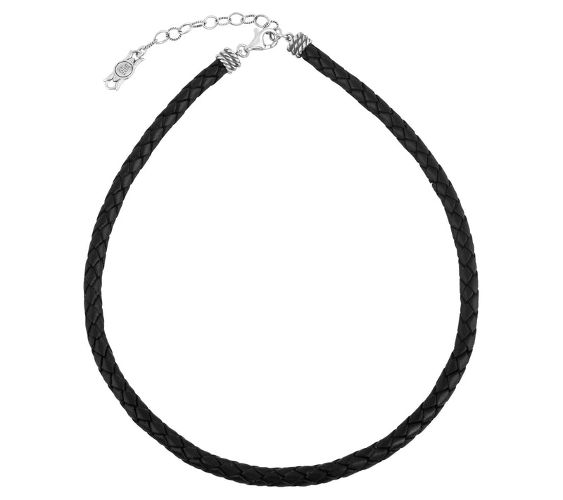 American West Sterling Braided Leather 17" Neckace — Main view