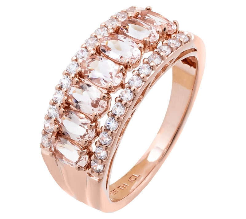Affinity Gems Morganite & Zircon Band Ring, 14KRose Plated — Main view