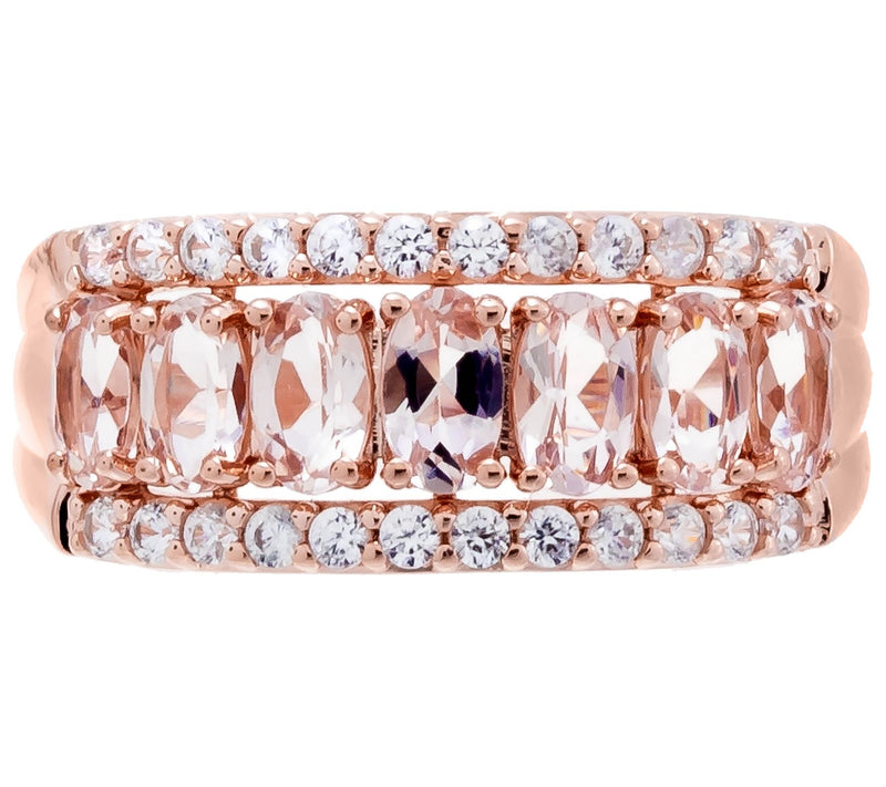 Affinity Gems Morganite & Zircon Band Ring, 14KRose Plated — View 2