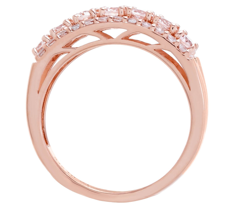 Affinity Gems Morganite & Zircon Band Ring, 14KRose Plated — View 3