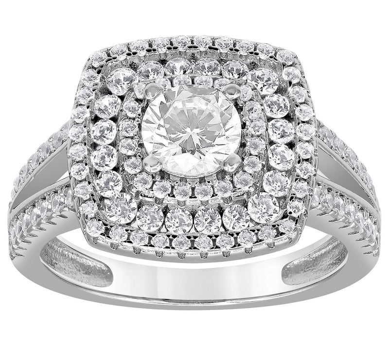Diamonique 2.75 cttw Triple Halo Bridal Ring, Sterling Silver — Main view