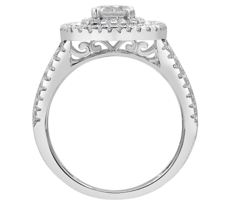 Diamonique 2.75 cttw Triple Halo Bridal Ring, Sterling Silver — View 4