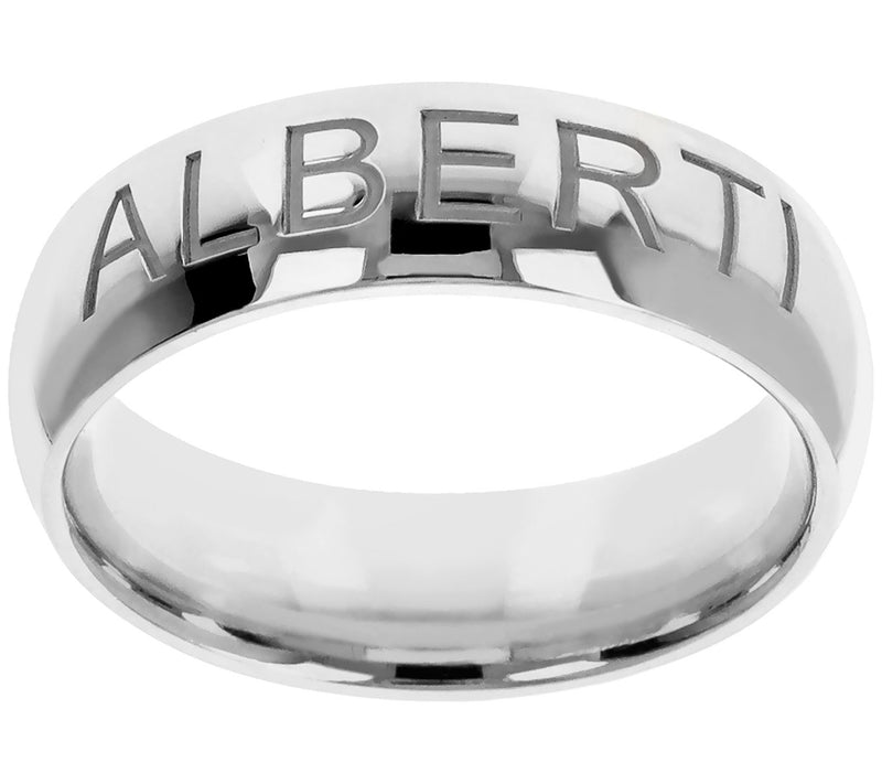 Italian Silver Personalized Men's Polished Band Ring — View 7